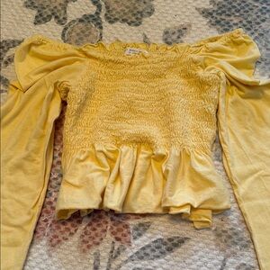 Urban Outfitters Yellow Off-Shoulder Smocked Top Size Medium